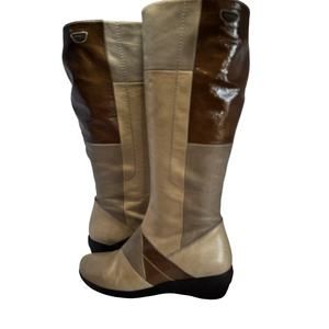 Hispanitas Patchwork Small Wedge Boots in Brown Tan Gray Size‎ 37 6.5